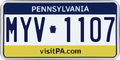 PA license plate MYV1107