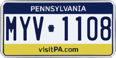 PA license plate MYV1108