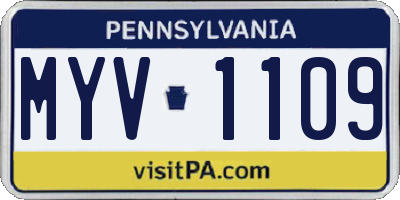 PA license plate MYV1109
