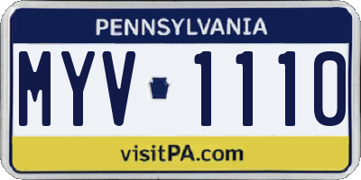 PA license plate MYV1110