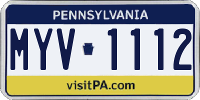 PA license plate MYV1112