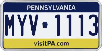 PA license plate MYV1113