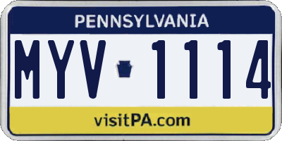 PA license plate MYV1114