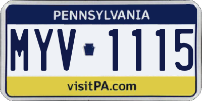 PA license plate MYV1115