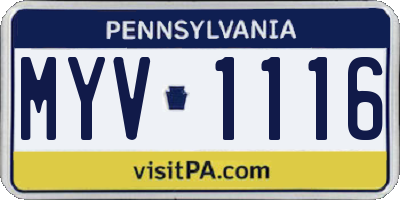 PA license plate MYV1116