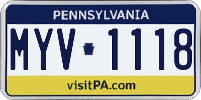 PA license plate MYV1118