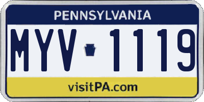 PA license plate MYV1119