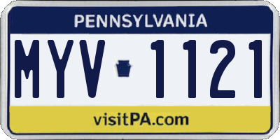 PA license plate MYV1121