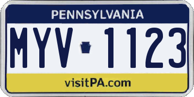 PA license plate MYV1123