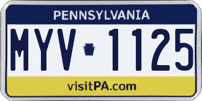 PA license plate MYV1125