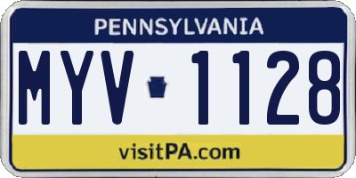 PA license plate MYV1128