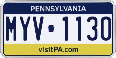 PA license plate MYV1130