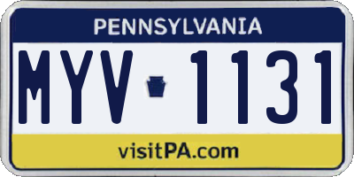 PA license plate MYV1131