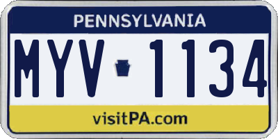 PA license plate MYV1134