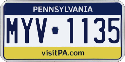 PA license plate MYV1135
