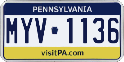 PA license plate MYV1136