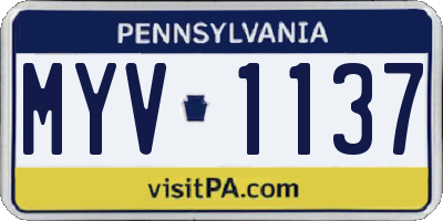PA license plate MYV1137