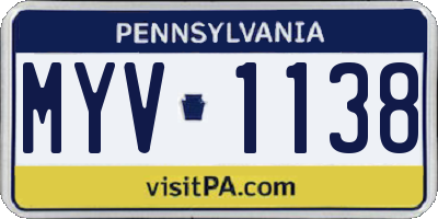 PA license plate MYV1138