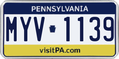 PA license plate MYV1139