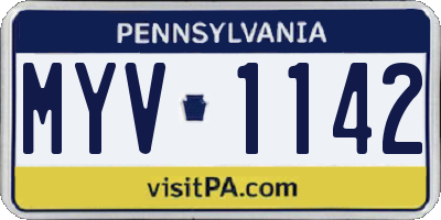 PA license plate MYV1142