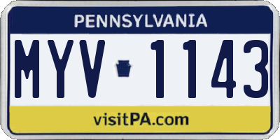 PA license plate MYV1143