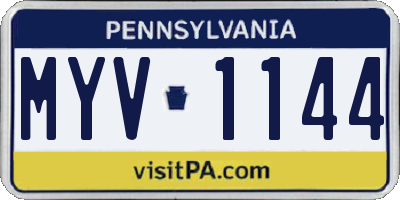 PA license plate MYV1144