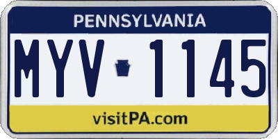 PA license plate MYV1145