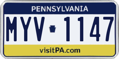 PA license plate MYV1147