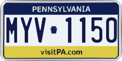 PA license plate MYV1150