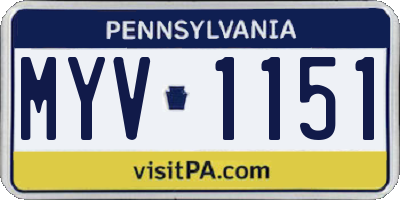 PA license plate MYV1151
