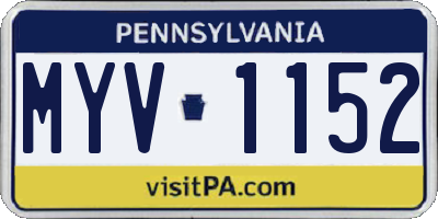 PA license plate MYV1152