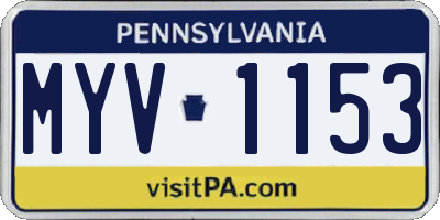 PA license plate MYV1153