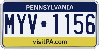 PA license plate MYV1156