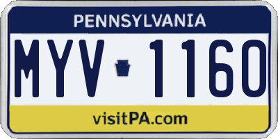 PA license plate MYV1160