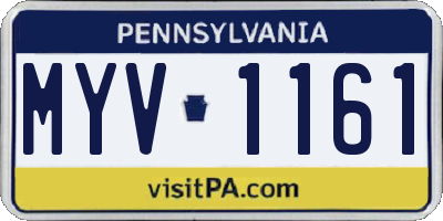 PA license plate MYV1161