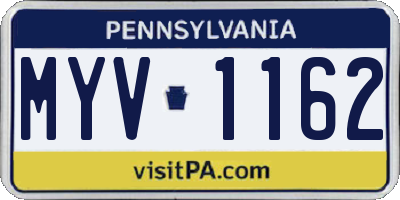 PA license plate MYV1162