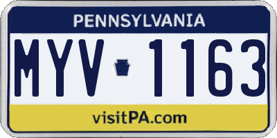PA license plate MYV1163