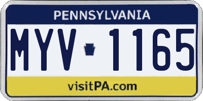 PA license plate MYV1165