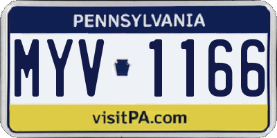 PA license plate MYV1166