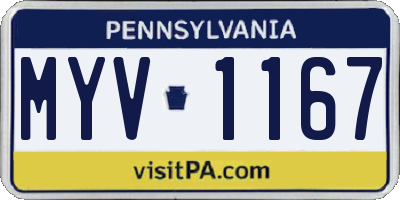 PA license plate MYV1167