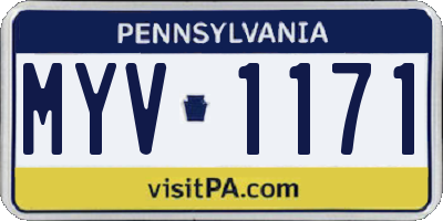 PA license plate MYV1171