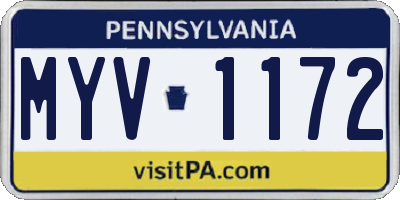 PA license plate MYV1172