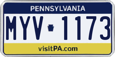 PA license plate MYV1173