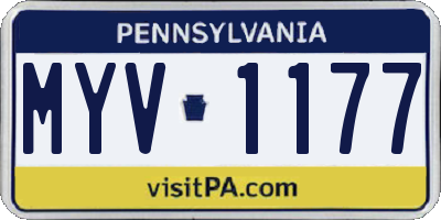 PA license plate MYV1177
