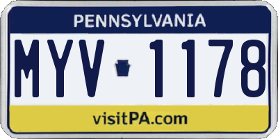 PA license plate MYV1178