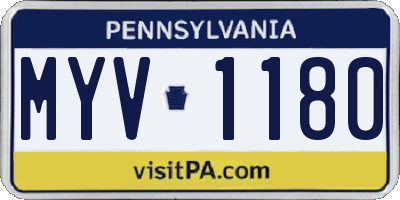 PA license plate MYV1180