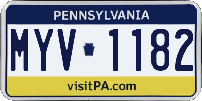 PA license plate MYV1182