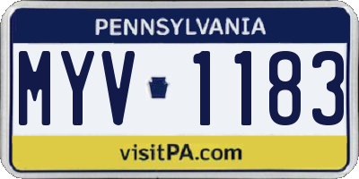 PA license plate MYV1183