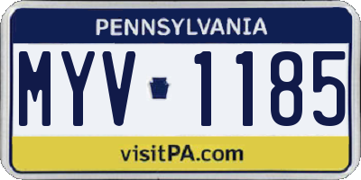 PA license plate MYV1185