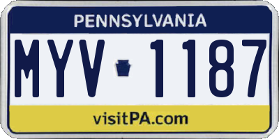 PA license plate MYV1187
